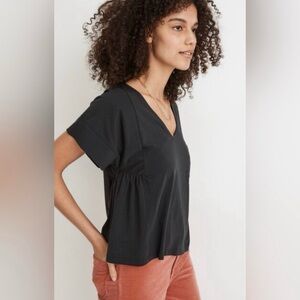 Madewell 100% Cotton Dolman Sleeve Gathered Sides Tee Size Medium